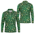 Beer Shamrock Neon Pattern St Patrick's Day Golf Shirt, Golf Tops For Men, Golf Shirts For Men