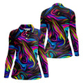Neon Abstract Swirl Hawaiian Golf Shirt, Women's Golf Tops, Ladies Golf Shirts