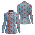 Big Red Lobster Hawaiian Golf Shirt, Retro Golf Shirt, Women's Golf Tops, Ladies Golf Shirts