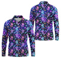 Neon Astronaut Skateboarding Galaxy Polo Shirt, Mens Golf Shirts, Golf Polo Shirts For Men, Printed Golf Shirts