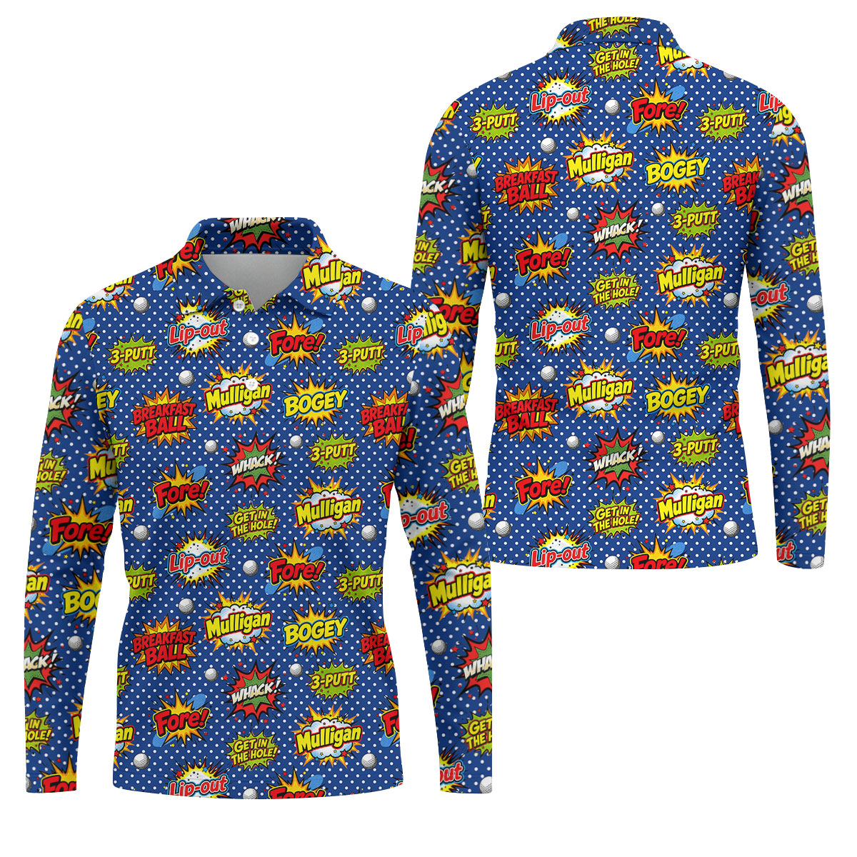 Funny Comic Pop Art Golf Shirt, Fun Golf Polo Shirt, Golf Shirts For Men