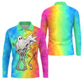 Windy Skeleton Ghost Golf Polo Shirt, Halloween Shirts For Men, Golf Polo Shirts For Men