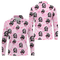 Pink Cute Ghost Caller Heart Pattern Halloween Golf Polo Shirt, Golf Apparel For Men