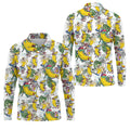 Cartoon Banana Characters On Tropical Island Hawaiian Golf Polo, Golf Tops For Men, Golfing Apparel