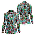 Funny Raccoons Enjoying Coconuts Design Hawaiian Golf Polo, Golf Tops For Women, Golfing Apparel
