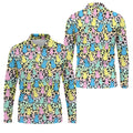 Pastel Easter Bunny Leopard Print Polo Shirt, Mens Golf Apparel, Hawaiian Golf Shirt, Printed Golf Shirts