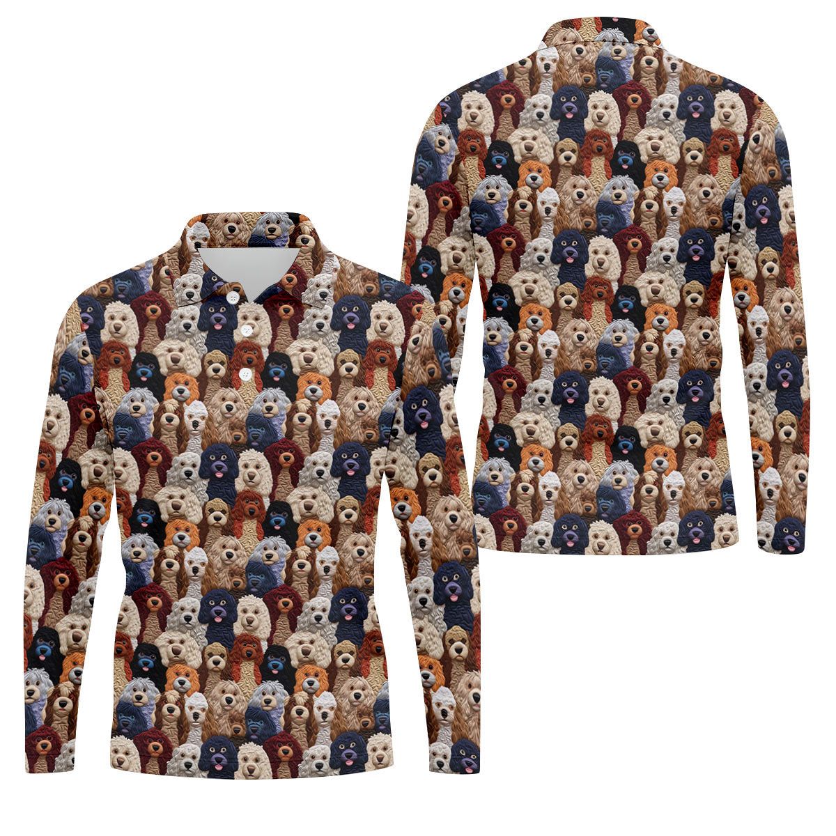Cartoon Poodle Dog Men's Golf Polo Shirts, Gifts For Dog Lovers, Polo Shirts For Men