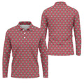 Christmas Golf Cart Pattern Red Men's Golf Tops, Christmas Golf Shirt, Polo Shirts For Men