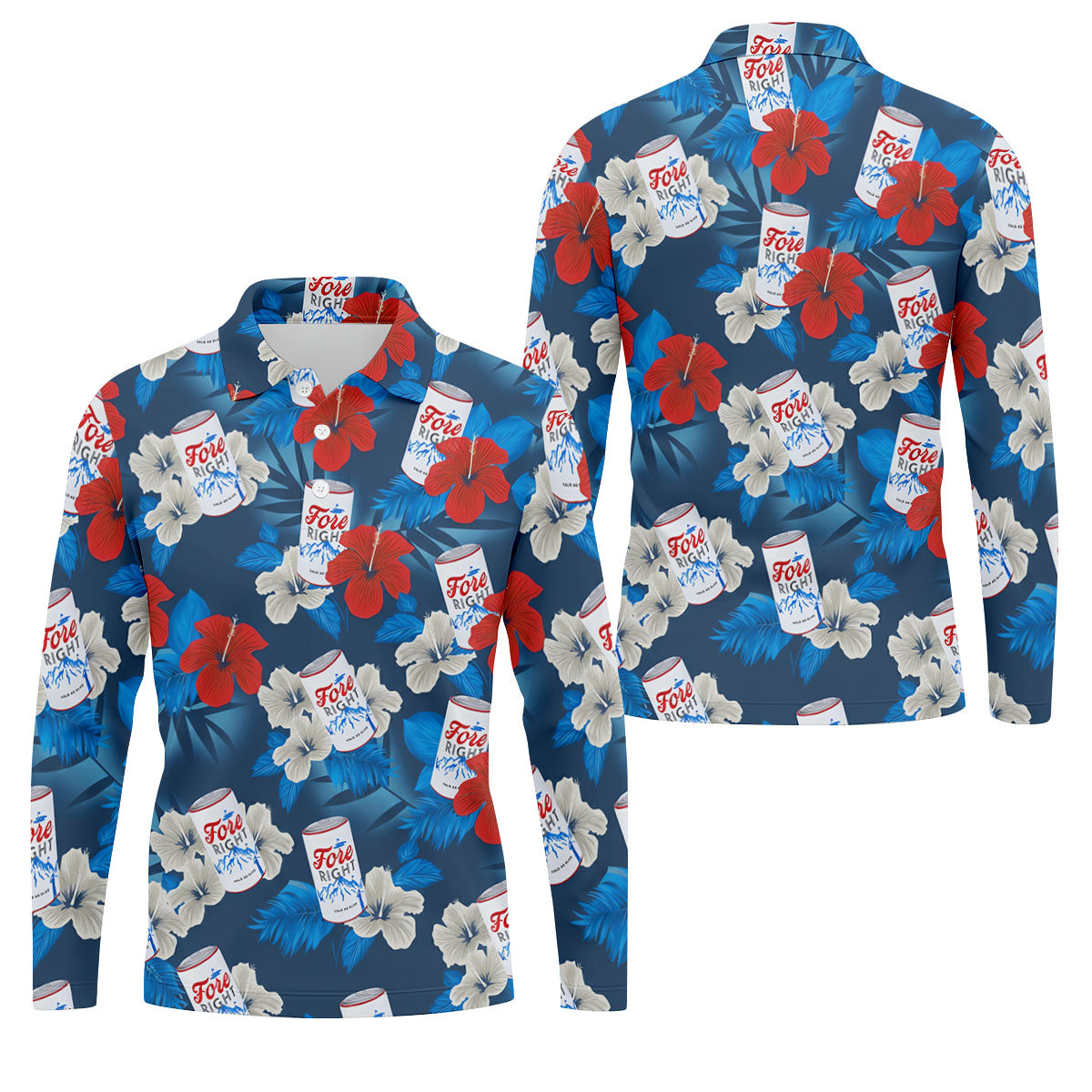 Fore Right Cold As Slice Golf And Beer Tropical Floral Golf Tops For Men, Golf Shirts For Men
