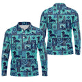 Funny Tropical Dog Surf Patchwork Golf Polo Shirt, Mens Golf Polo, Printed Golf Shirts
