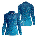 Rain Drops Blue Golf Shirt, Women's Golf Tops, Ladies Golf Shirts, Women's Golf Shirts
