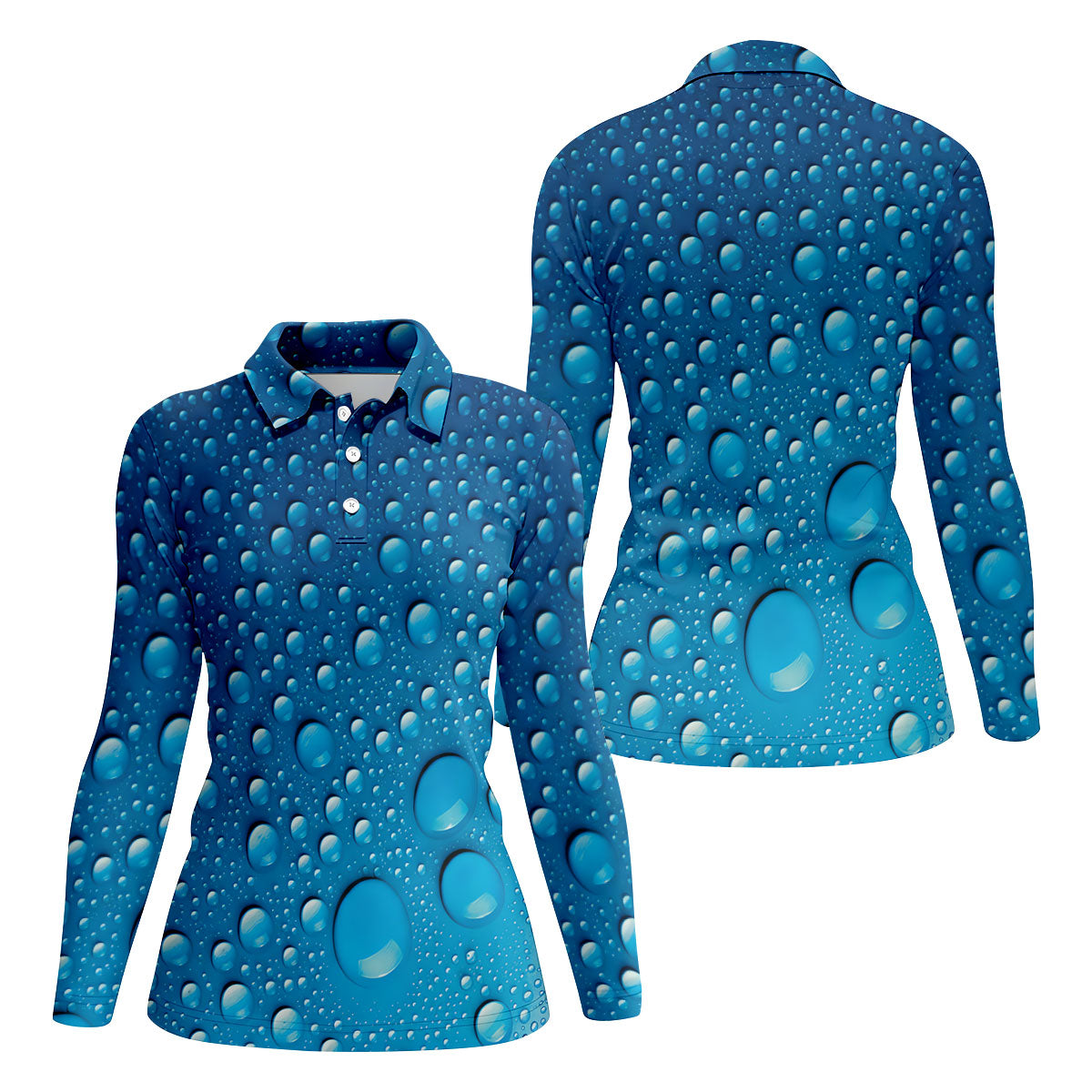 Rain Drops Blue Golf Shirt, Women's Golf Tops, Ladies Golf Shirts, Women's Golf Shirts