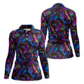 Vibrant Neon Liquid Marble Abstract Golf Shirt, Women’s Golf Tops, Women’s Golf Apparel