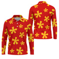 Red Hawaiian Floral Pattern Golf Polo Shirt, Hawaiian Golf Shirt, Golf Polo Shirts For Men