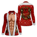 Santa Muscle Body Christmas Golf Shirt, Womens Golf Tops, Ladies Golf Shirts