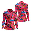 Pink Bigfoot Aloha Beach Vacation Golf Shirt, Golf Polo For Women, Printed Golf Shirt