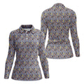 Dancing Figures Moon And Stars Pattern Polo Shirt, Womens Golf Tops, Golf Shirts For Women