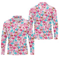 Funny Pink Flamingo Pattern Polo Golf Shirt, Mens Golf Polo, Golf Shirts For Men
