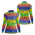 Acceptance Awareness Understanding Autism Puzzle Rainbow Gradient Women's Golf Shirts, Ladies Golf Polos