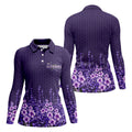 Purple Alzheimer's Awareness Floral Polo Shirt, Golf Shirts For Women, Women’s Golf Polo