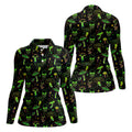 Mushroom And Skull Neon Pattern Hawaiian Golf Shirt, Fun Golf Shirt, Women's Golf Tops