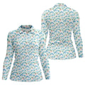 Watercolor Palm Tree Hawaiian Golf Shirt, Summer Vibe Women's Golf Tops, Ladies Golf Shirts
