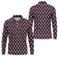 Pink Ribbon Pattern Breast Cancer Polo Shirt, Men's Golf Shirt, Mens Golf Apparel