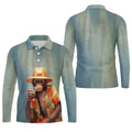 Tropical Monkey Mist Blue Hawaiian Golf Shirt, Men's Golf Shirt, Polo Shirts For Men
