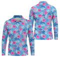 Blue Hibiscus Disc Golf Polo Shirt, Hawaiian Golf Shirt, Mens Golf Shirts