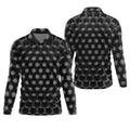 3D Effect Circular Pattern Black Golf Shirt, Cool Golf Outfit, Men's Funny Golf Shirts, Polo Shirts For Men