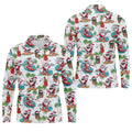 Surfing Santa Tropical Christmas Golf Shirt, Christmas Golf Shirt, Golf Apparel For Men