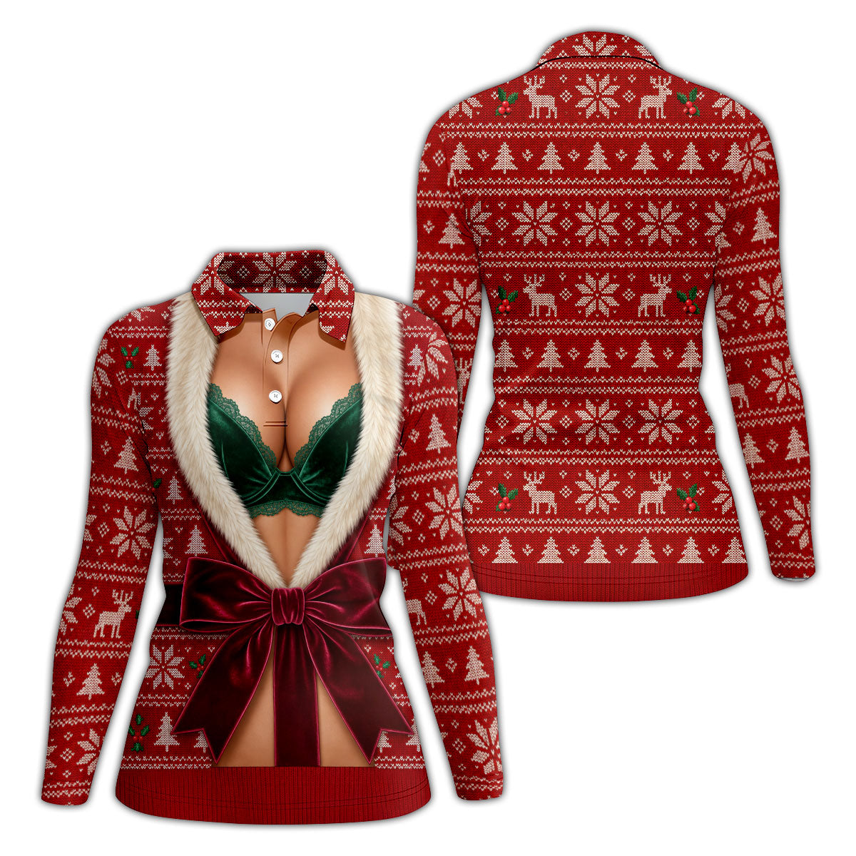 Funny Festive Costume Christmas Golf Shirt, Women’s Golf Polo, Golf Tops For Women
