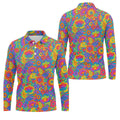 Vintage Psychedelic Floral Pattern Hawaiian Golf Shirt, Mens Golf Shirts, Golf Polo Shirts For Men