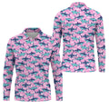 Shark Pattern Hawaiian Golf Shirt, Pink Golf Shirt, Polo Shirts For Men, Golfing Apparel
