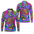 Neon Psychedelic Abstract Eye Pattern Golf Shirt, Mens Golf Polo, Printed Golf Shirts, Golf Polo Shirts For Men