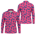 Funny Dachshund Pink And Navy Cute Golf Shirt, Men's Funny Golf Shirts, Golf Shirts For Men
