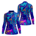 Vibrant Abstract Liquid Pattern Golf Shirt, Hawaiian Golf Shirt, Ladies Golf Tops, Performance Golf Shirt,