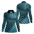 Swirling Vortex Black And Light Blue Women's Golf Tops, Ladies Golf Shirts, Ladies Golf Polos