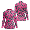 Alligator Pattern Golf Shirt, Pink Gator Print Men's Golf Polo, Polo Shirts For Women