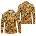 Tiger Stripe Pattern Hawaiian Golf Shirt, Men's Funny Golf Shirts, Golf Shirts For Men