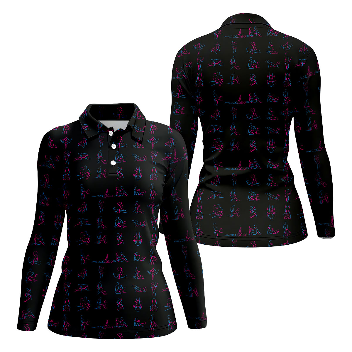 Funny Neon Couples Pattern Golf Polo Shirt, Ladies Golf Shirts, Golf Polo For Women