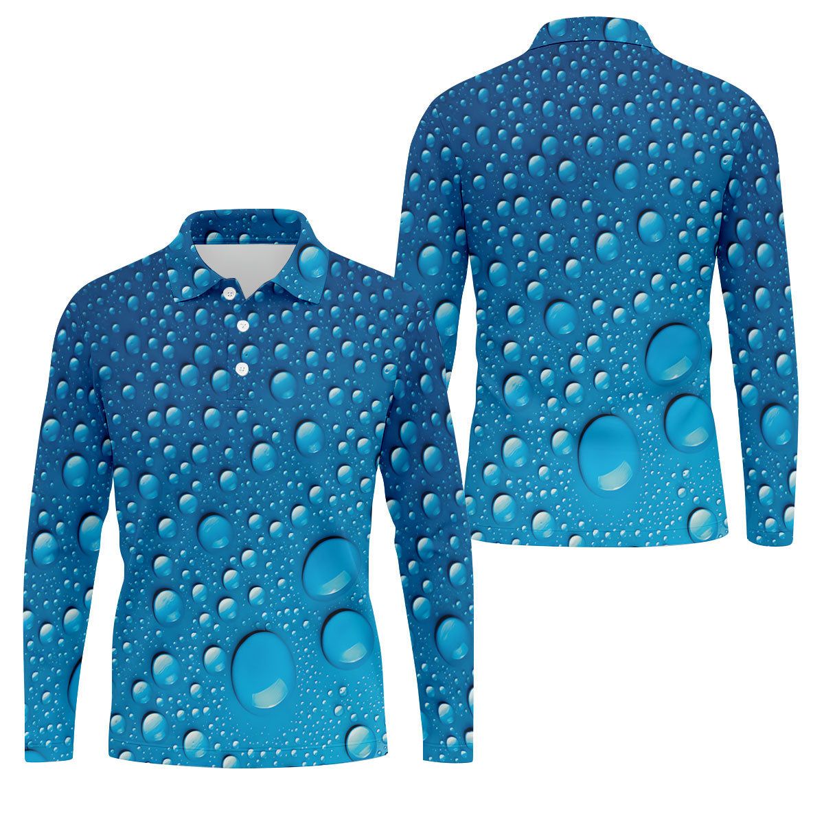 Rain Drops Blue Golf Shirt, Golf Tops For Men, Golf Shirts For Men, Polo Shirts For Men