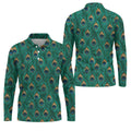 Peacock Feather Pattern Hawaiian Golf Shirt, Hawaiian Golf Shirt, Mens Golf Shirts, Golf Apparel For Men