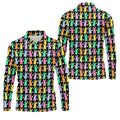 Colorful Easter Bunny Black Golf Shirt, Cute Golf Outfit, Golf Shirts For Men, Golf Gift For Men
