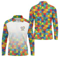 In A World Where You Can Be Anything Be Kind Autism Awareness Puzzle Pattern White Fade Golf Shirts For Men