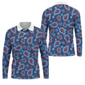Blue Red Paisley Pattern Golf Polo Shirt, Golf Shirts For Men, Hawaiian Golf Shirt