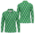 Lucky Four Leaf Clover Golf Ball Pattern Argyle Pattern St Patrick's Day Golf Shirt, Polo Shirts For Men