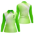 Green White Gradient Polka Dot Golf Shirt, Women's Golf Tops, Ladies Golf Polos