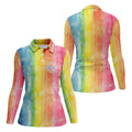 Autism Awareness Watercolor Rainbow Ladies Golf Tops, Women's Golf Shirts, Ladies Golf Polos,