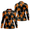 Black Cat Pumpkin Halloween Golf Polo Shirt, Women's Golf Apparel, Golf Shirts For Women